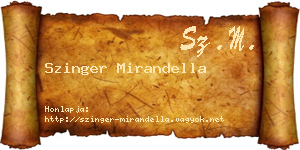 Szinger Mirandella névjegykártya